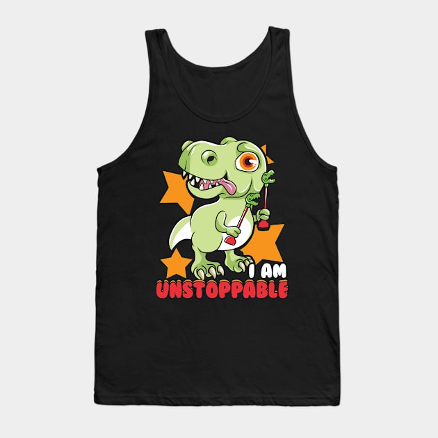 Cute & Funny I Am Unstoppable T-Rex Dinosaur Pun Tank Top by theperfectpresents